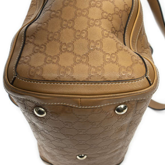 Gucci Tan Embossed Leather Shoulder Bag - Picture 7 of 10